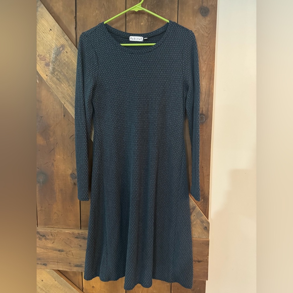 Habitat Navy Long Sleeve Knit Fit-and-Flare Dress